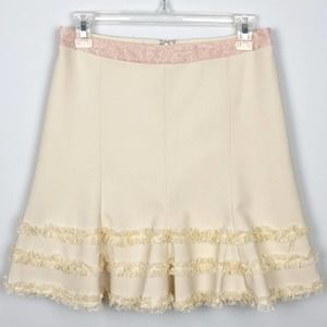 Rebecca Taylor Lace Ruffle Fit Flare Skirt